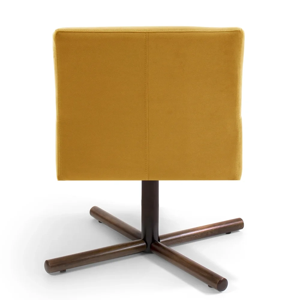Poltrona Decorativa Giratória Base Xis Madeira Angel Veludo C-279 Amarelo - Domi