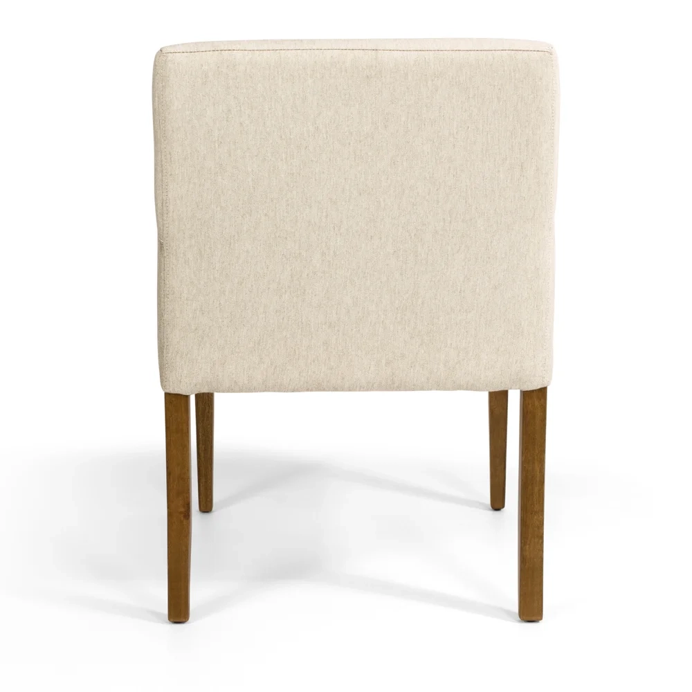 Poltrona Decorativa Base Madeira Angel C-129 Linho Bege Claro - Domi