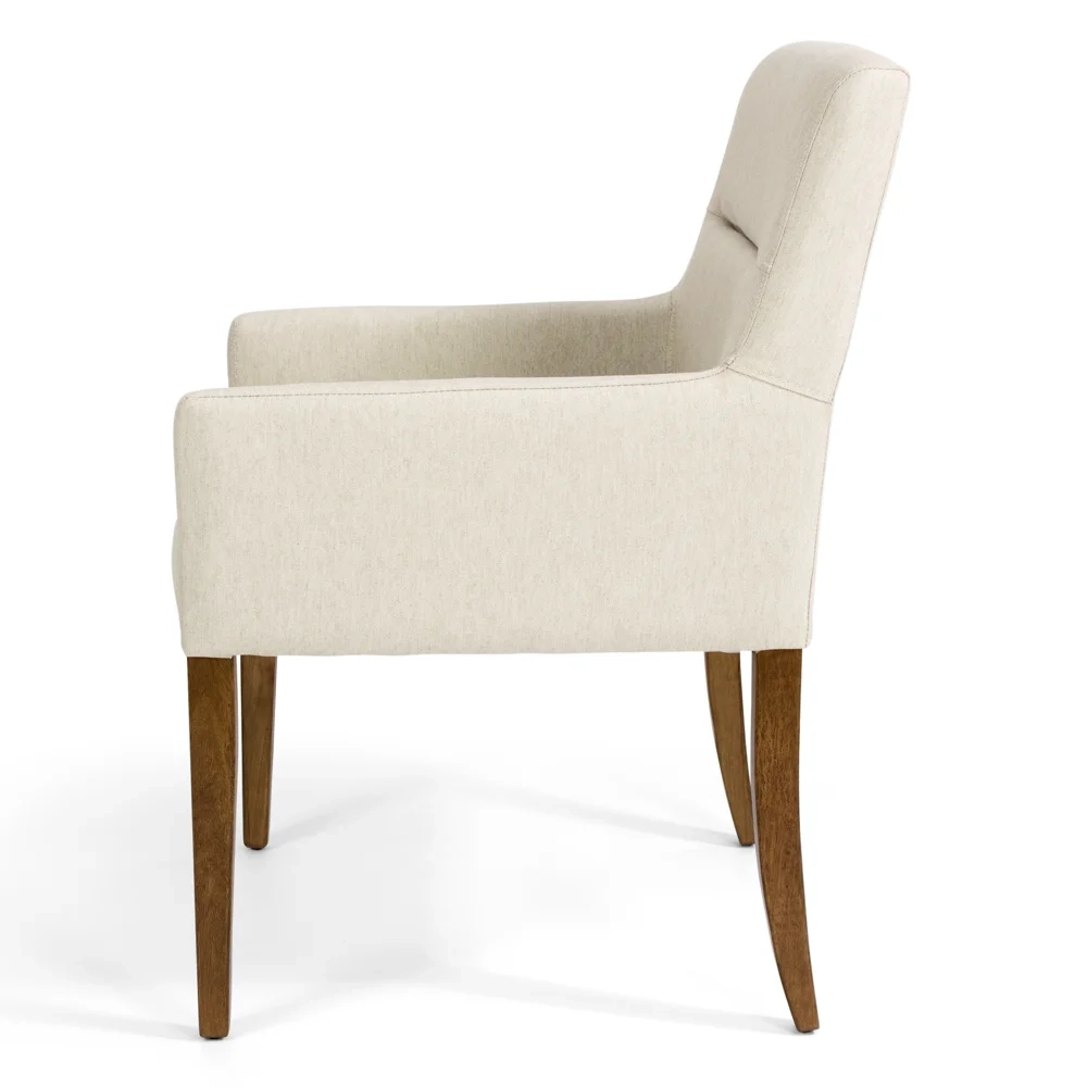 Poltrona Decorativa Base Madeira Angel C-129 Linho Bege Claro - Domi