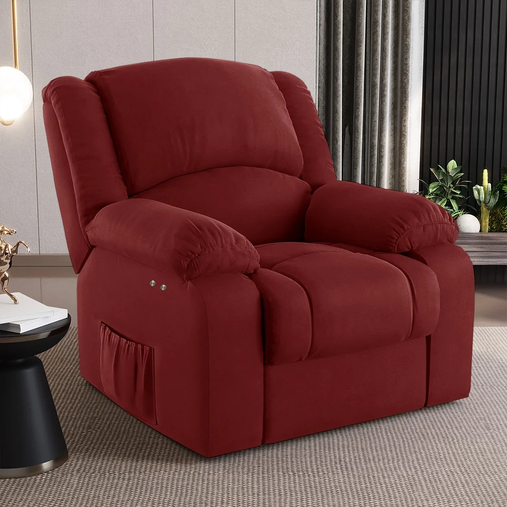 Poltrona do Papai Reclinável Pietra Power Touch USB FH9 Veludo Vermelho - Mpozenato