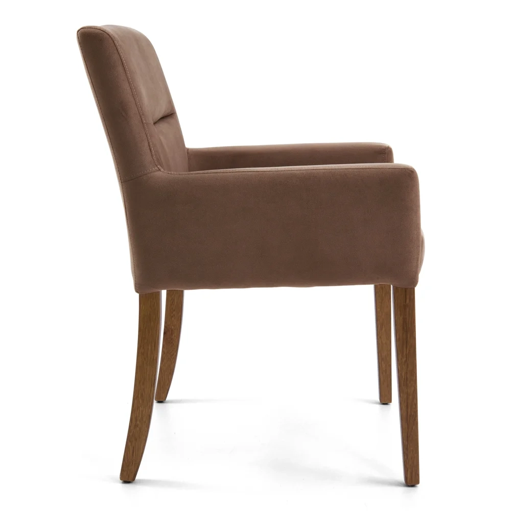 Poltrona Decorativa Base Madeira Angel Veludo C-276 Ferrugem - Domi