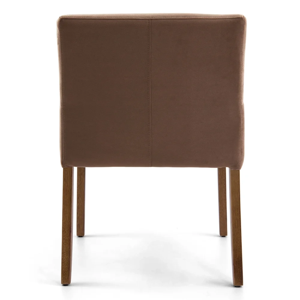 Poltrona Decorativa Base Madeira Angel Veludo C-276 Ferrugem - Domi