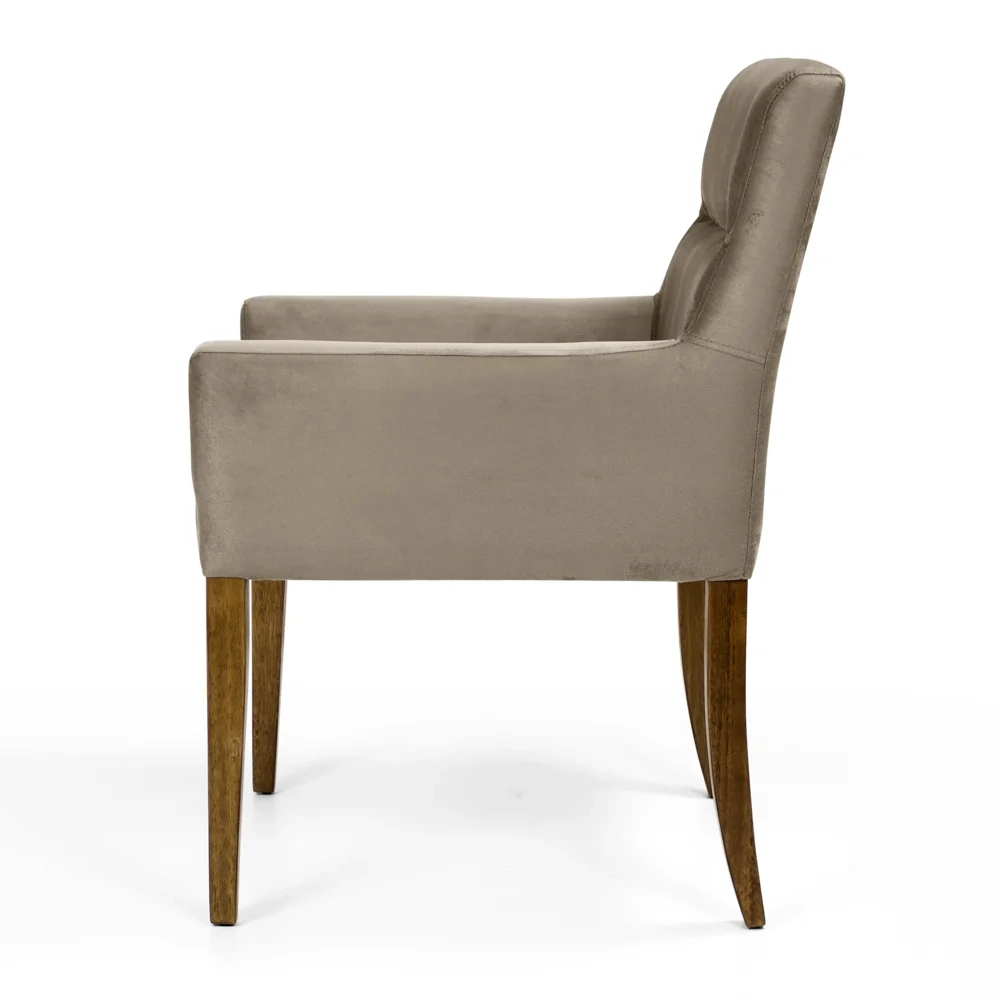 Poltrona Decorativa Base Madeira Angel Veludo C-68 Marrom - Domi