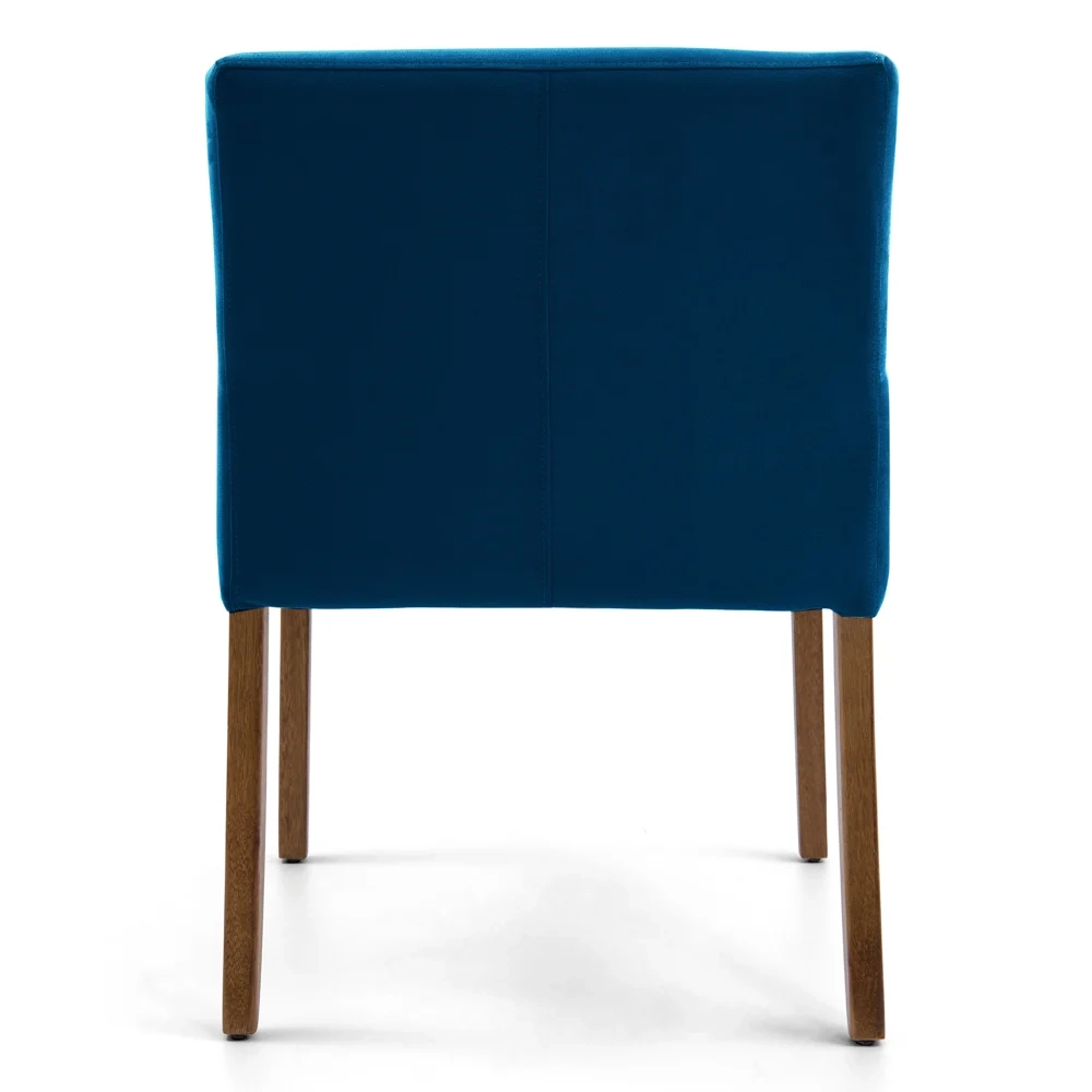 Poltrona Decorativa Base Madeira Angel Veludo C-170 Azul - Domi