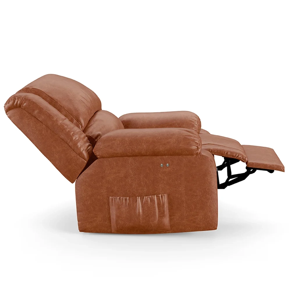 Poltrona do Papai Reclinável Pietra Power Touch USB FH9 PU Caramelo Brilho - Mpozenato