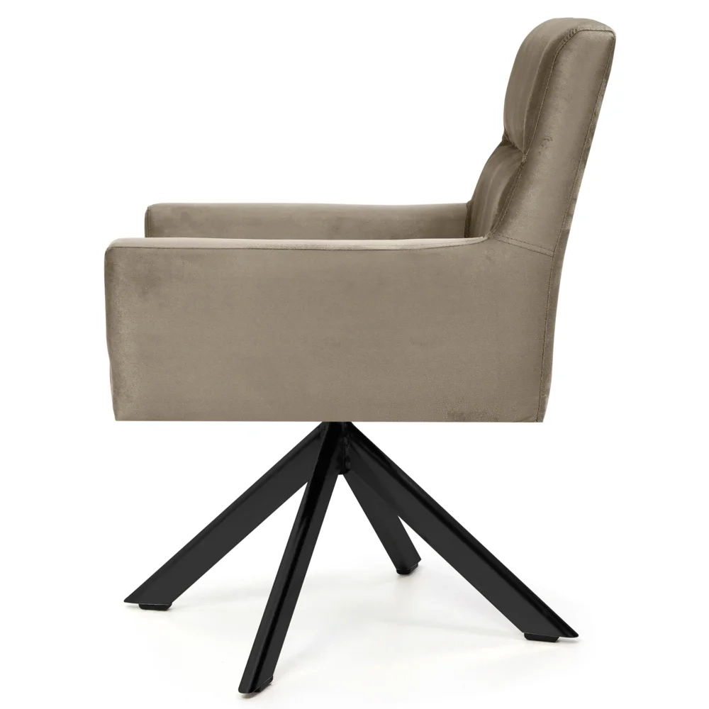 Poltrona Decorativa Giratória Base Eiffel Preto Angel Veludo C-68 Marrom - Domi