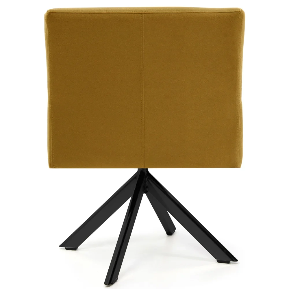 Poltrona Decorativa Giratória Base Eiffel Preto Angel Veludo C-260 Mostarda - Domi