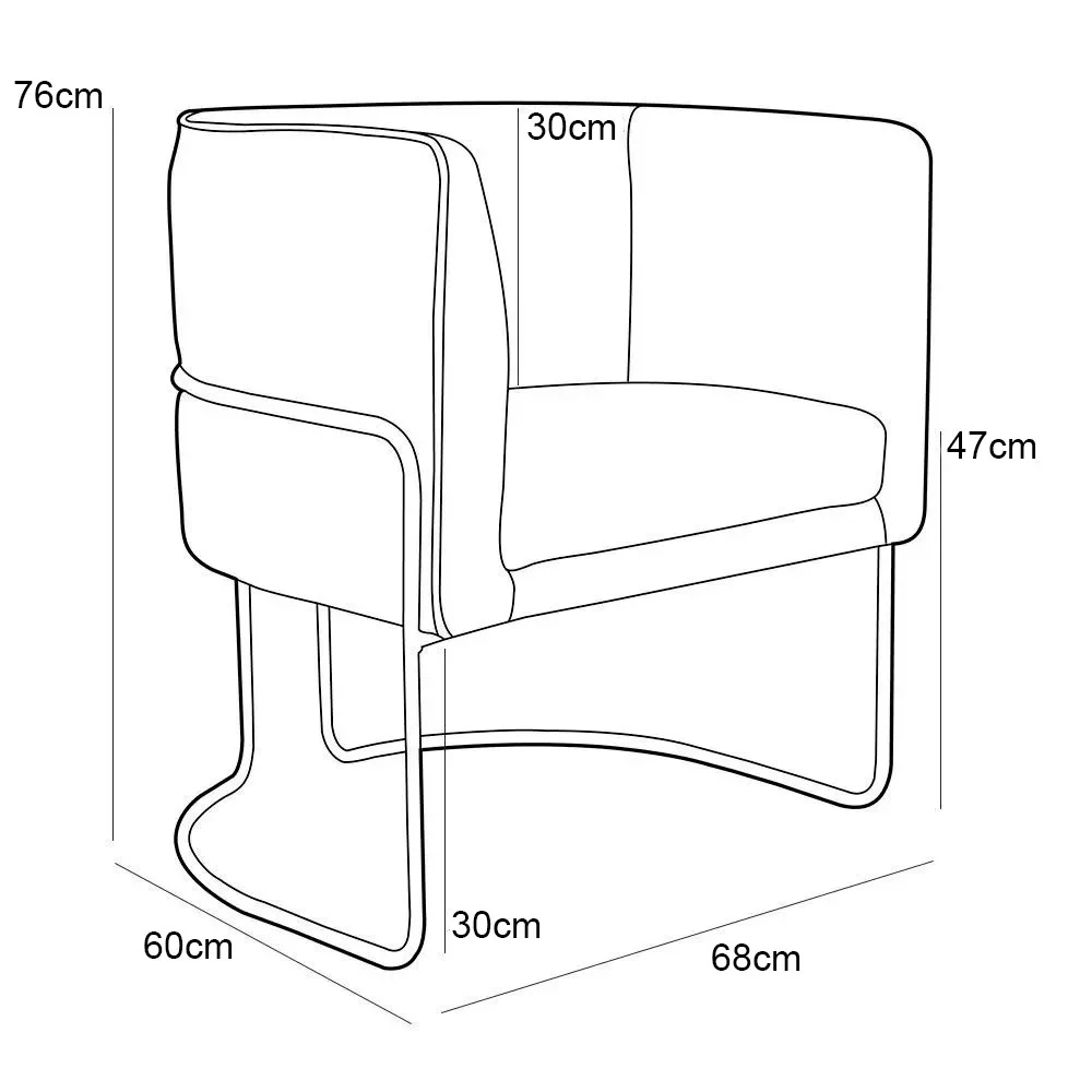 Poltrona Decorativa Base Aço Betina B-355 Linho Laranja - Domi