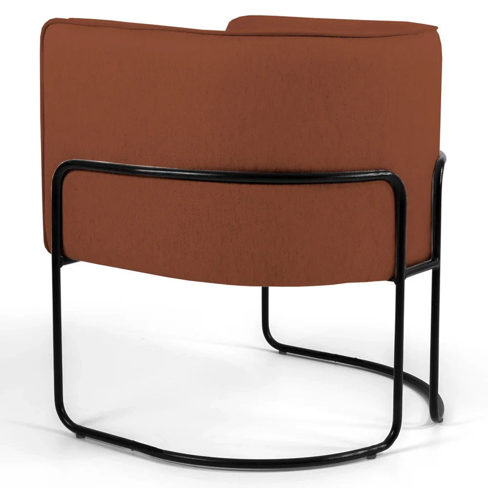 Poltrona Decorativa Base Aço Betina B-355 Linho Laranja - Domi