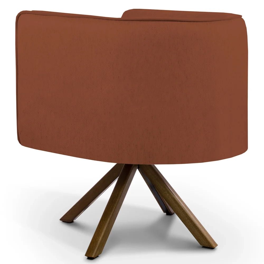 Poltrona Decorativa Giratória Base Giromad Madeira Betina B-355 Linho Laranja - Domi