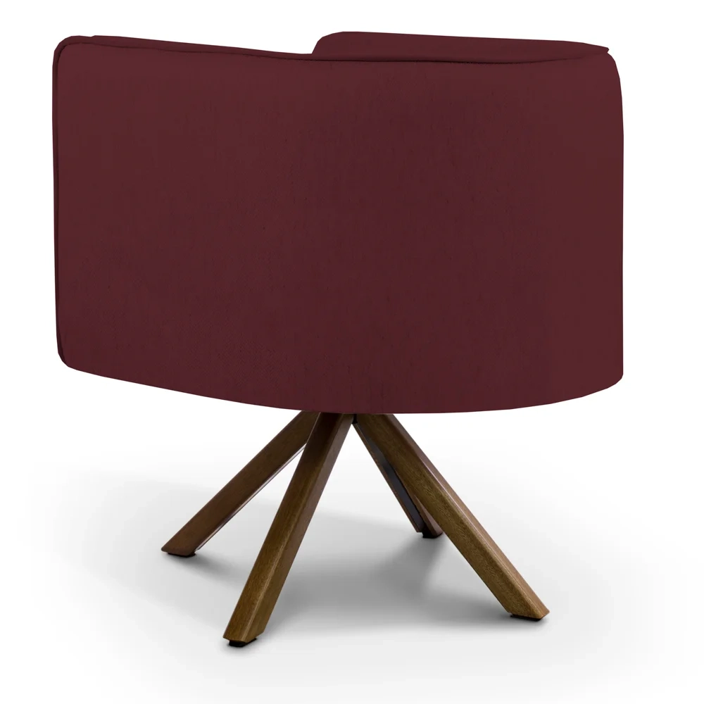 Poltrona Decorativa Giratória Base Giromad Madeira Betina C-278 Veludo Marsala - Domi