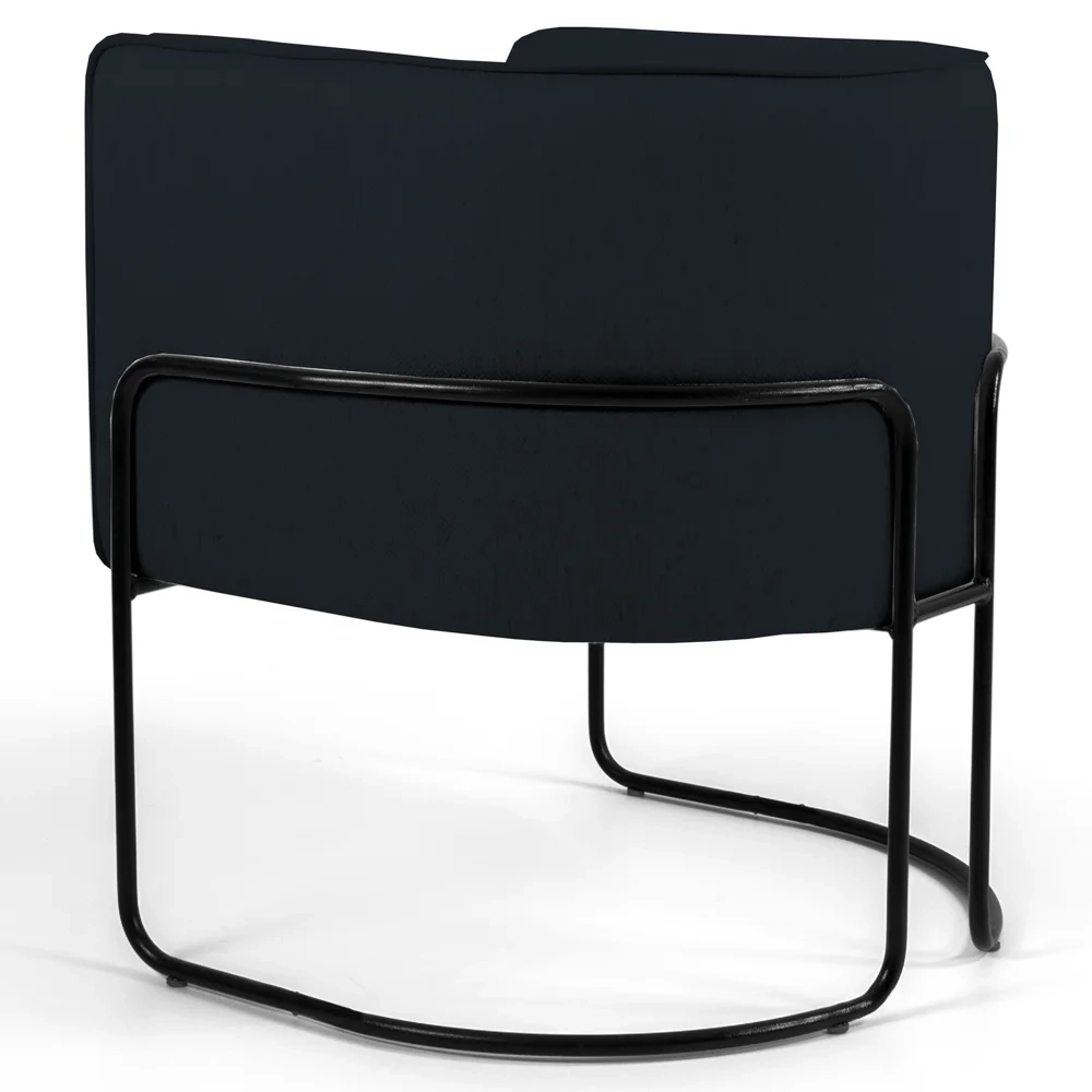 Poltrona Decorativa Base Aço Betina C-300 Veludo Preto - Domi