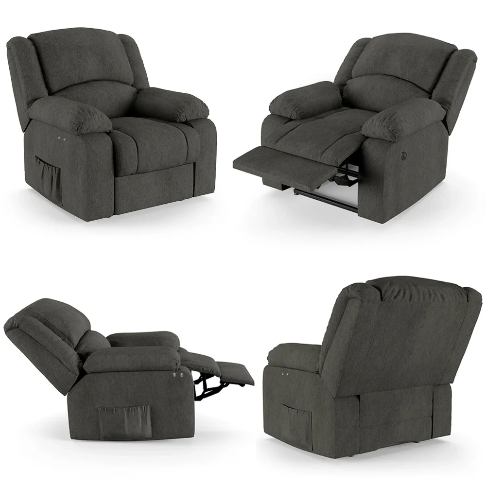 Poltrona do Papai Reclinável Pietra Power Touch Massagem FH9 Linho Grafite - Mpozenato