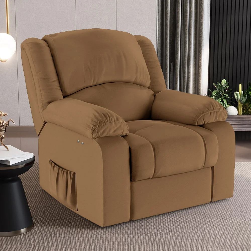 Poltrona do Papai Reclinável Pietra Power Touch Massagem FH9 PU Caramelo - Mpozenato