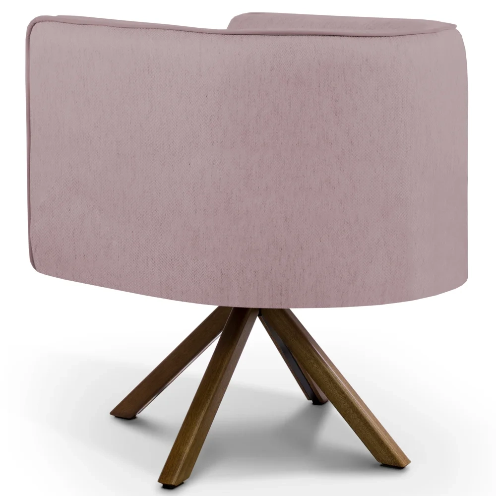Poltrona Decorativa Giratória Base Giromad Madeira Betina C-305 Veludo Rosê - Domi