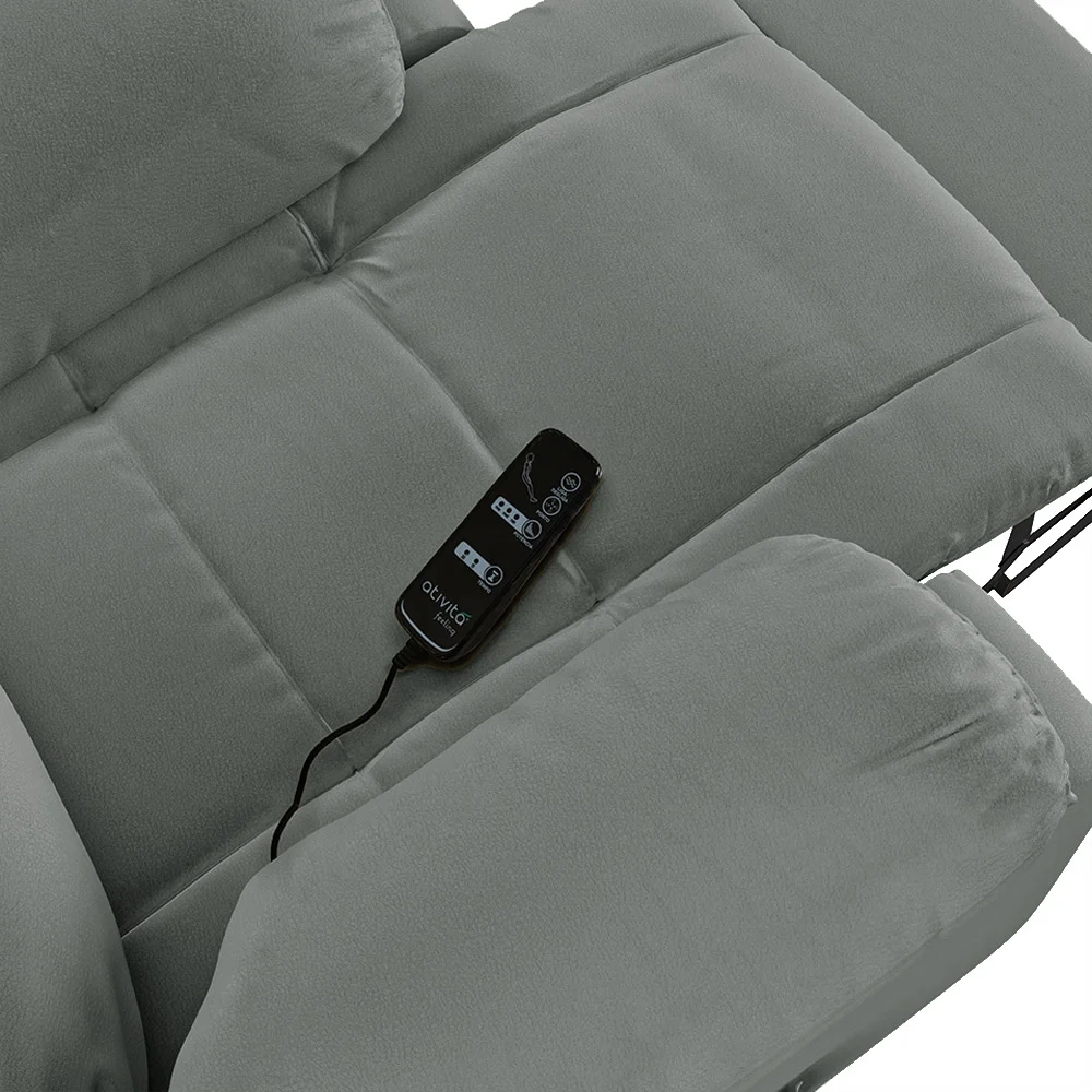 Poltrona do Papai Reclinável Pietra Power Touch Massagem FH9 PU Cinza - Mpozenato