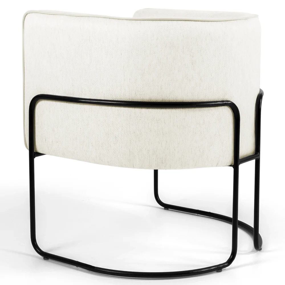 Poltrona Decorativa Base Aço Betina C-309 Veludo Bege Claro - Domi