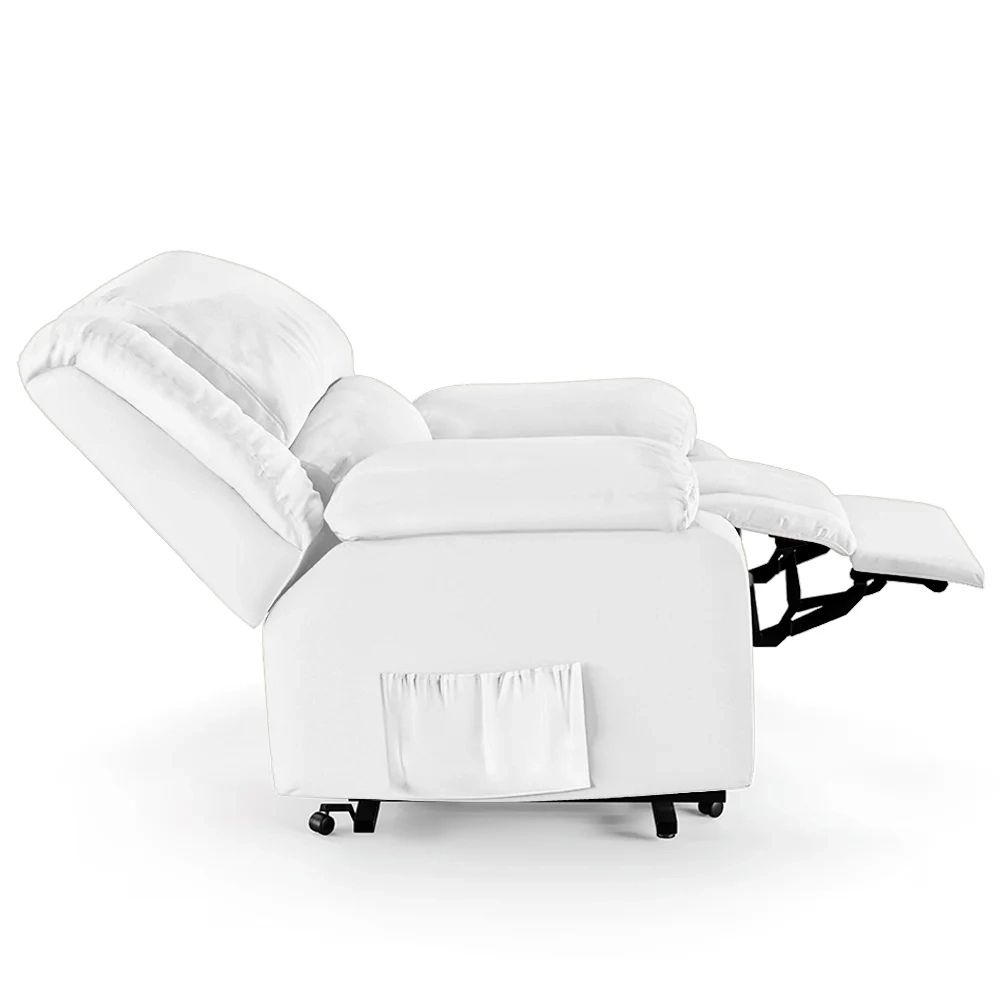 Poltrona do Papai Reclinável Pietra Elevação Lift Elétrico FH9 PU Branco - Mpozenato