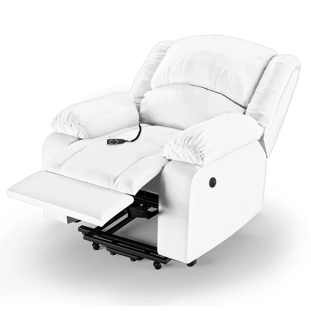 Poltrona do Papai Reclinável Pietra Elevação Lift Elétrico FH9 PU Branco - Mpozenato
