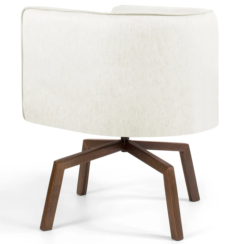 Poltrona Decorativa Giratória Base Ka Madeira Betina C-309 Veludo Bege - Domi