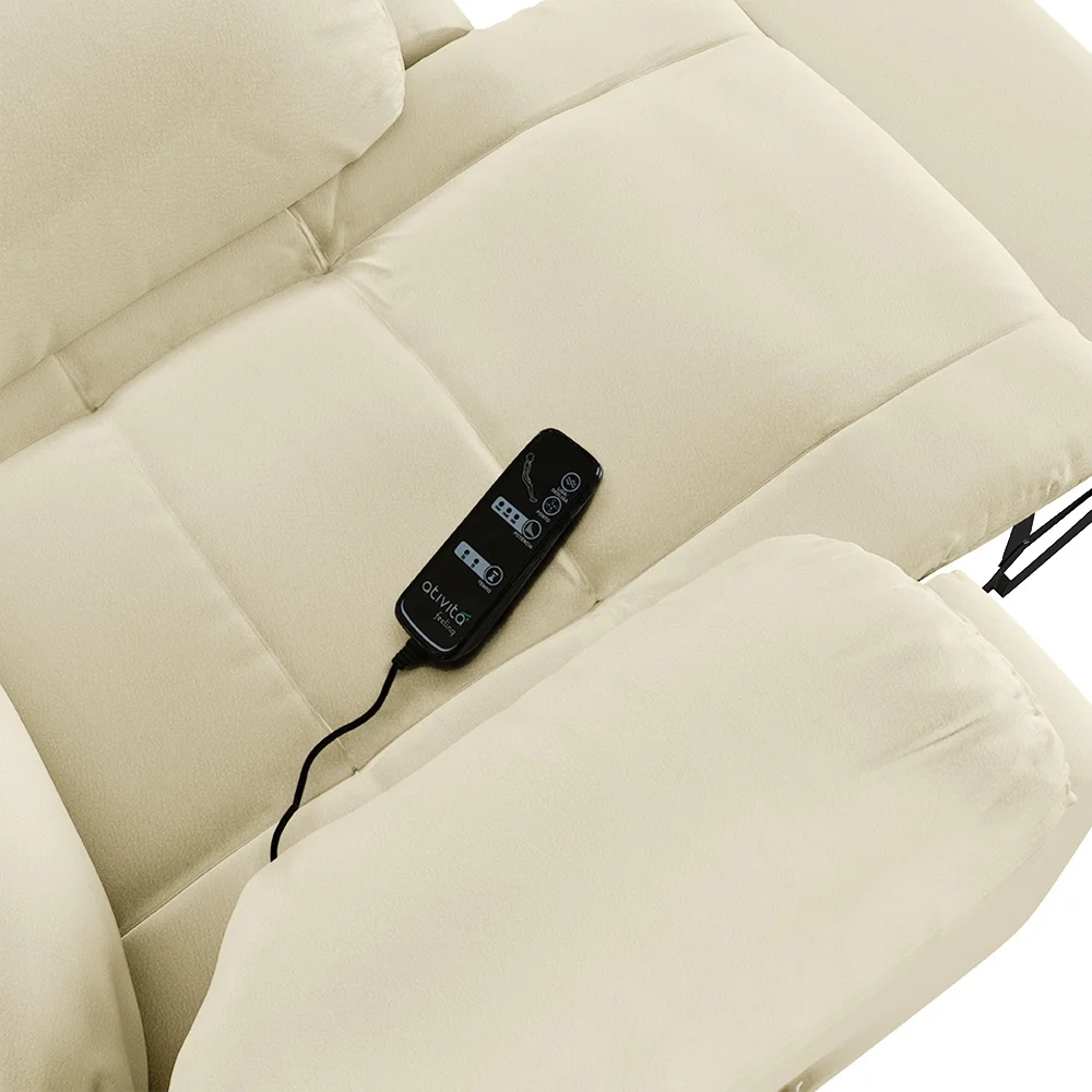 Poltrona do Papai Reclinável Pietra Power Touch Massagem FH9 PU Bege - Mpozenato