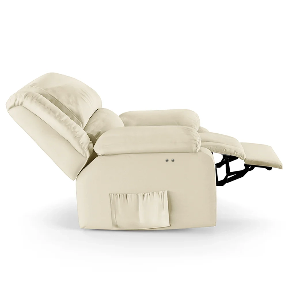 Poltrona do Papai Reclinável Pietra Power Touch Massagem FH9 PU Bege - Mpozenato