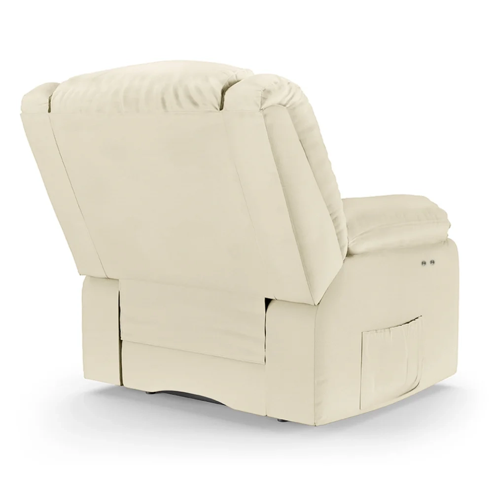 Poltrona do Papai Reclinável Pietra Power Touch Massagem FH9 PU Bege - Mpozenato