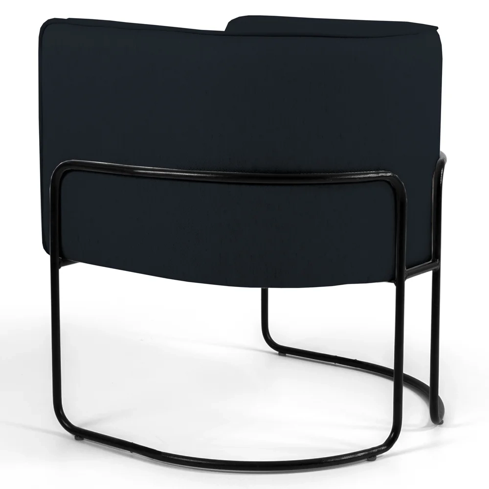 Poltrona Decorativa Base Aço Betina C-05 Sintético Preto - Domi
