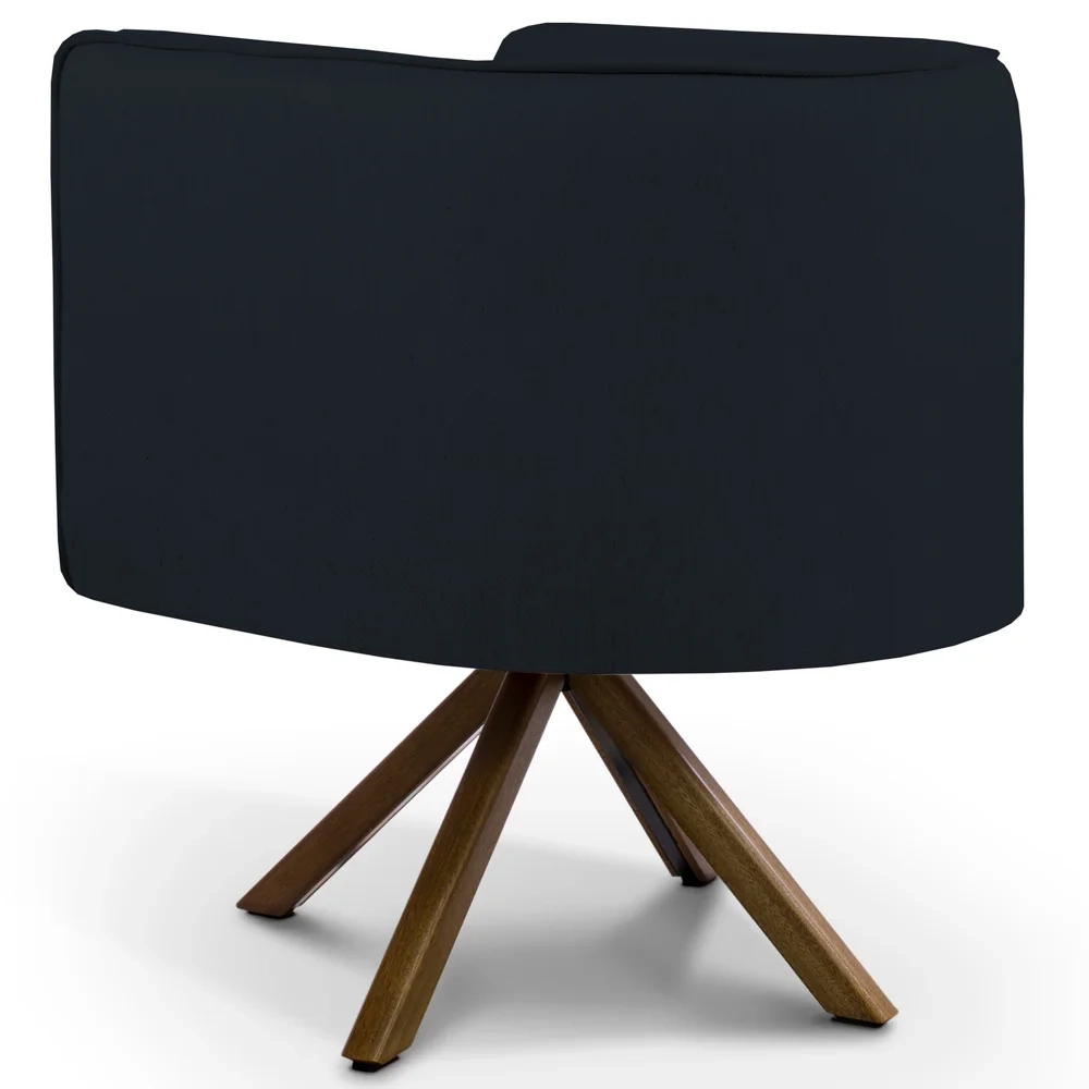 Poltrona Decorativa Giratória Base Giromad Madeira Betina C-05 Corano Preto - Domi