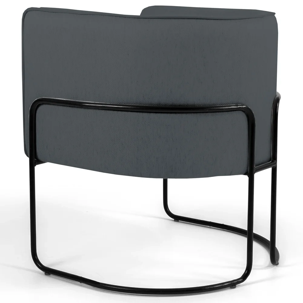Poltrona Decorativa Base Aço Betina C-03 Sintético Cinza - Domi