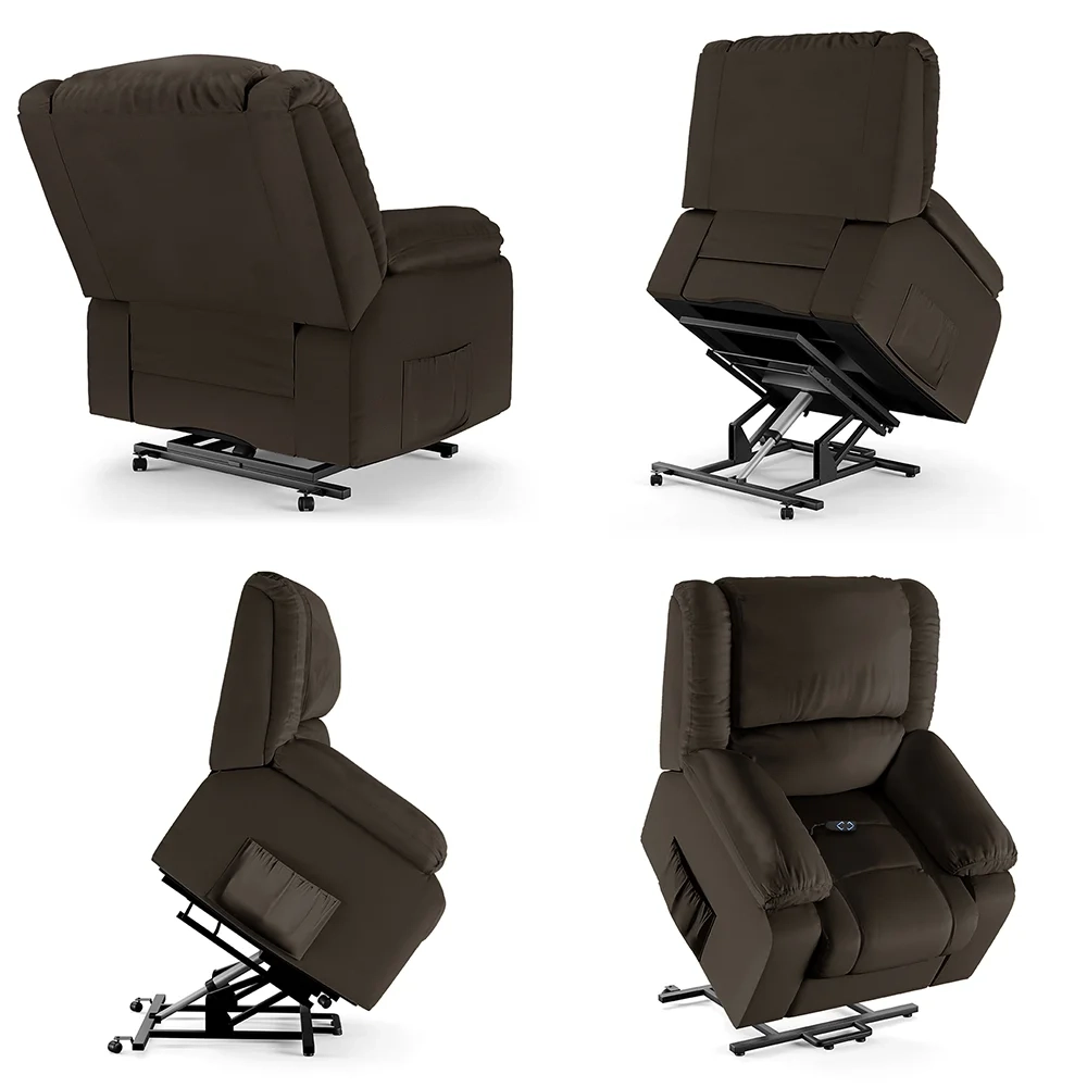 Poltrona do Papai Reclinável Pietra Elevação Lift Elétrico FH9 PU Marrom - Mpozenato