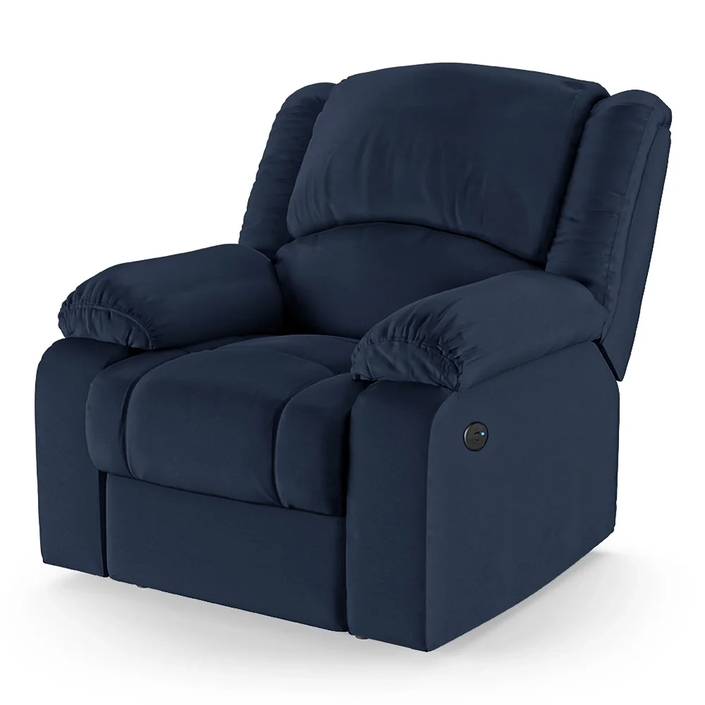 Poltrona do Papai Reclinável Pietra Power Touch Massagem FH9 PU Azul - Mpozenato