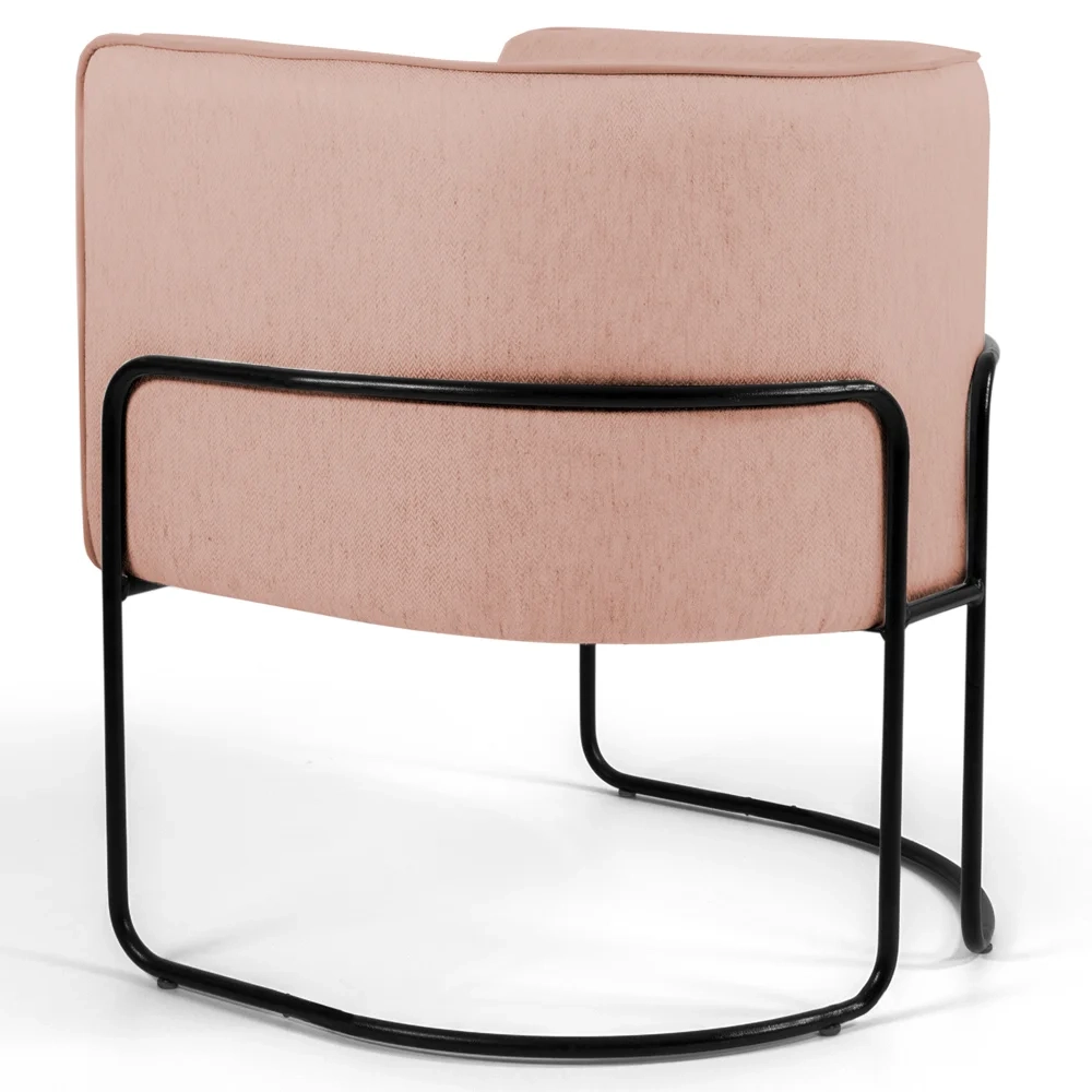 Poltrona Decorativa Base Aço Betina C-105 Linho Rosê - Domi