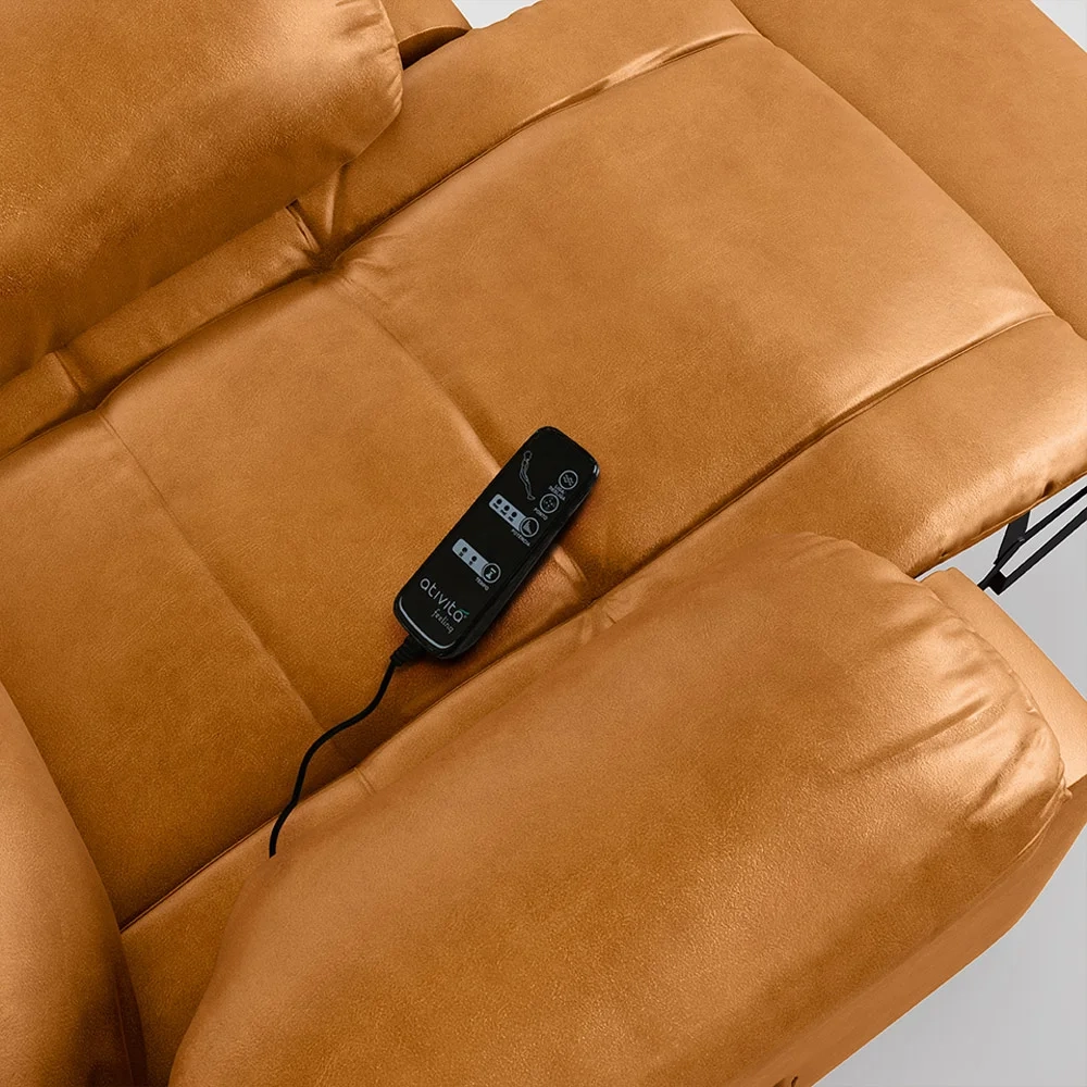 Poltrona do Papai Reclinável Pietra Power Touch Massagem FH9 PU Whisky - Mpozenato