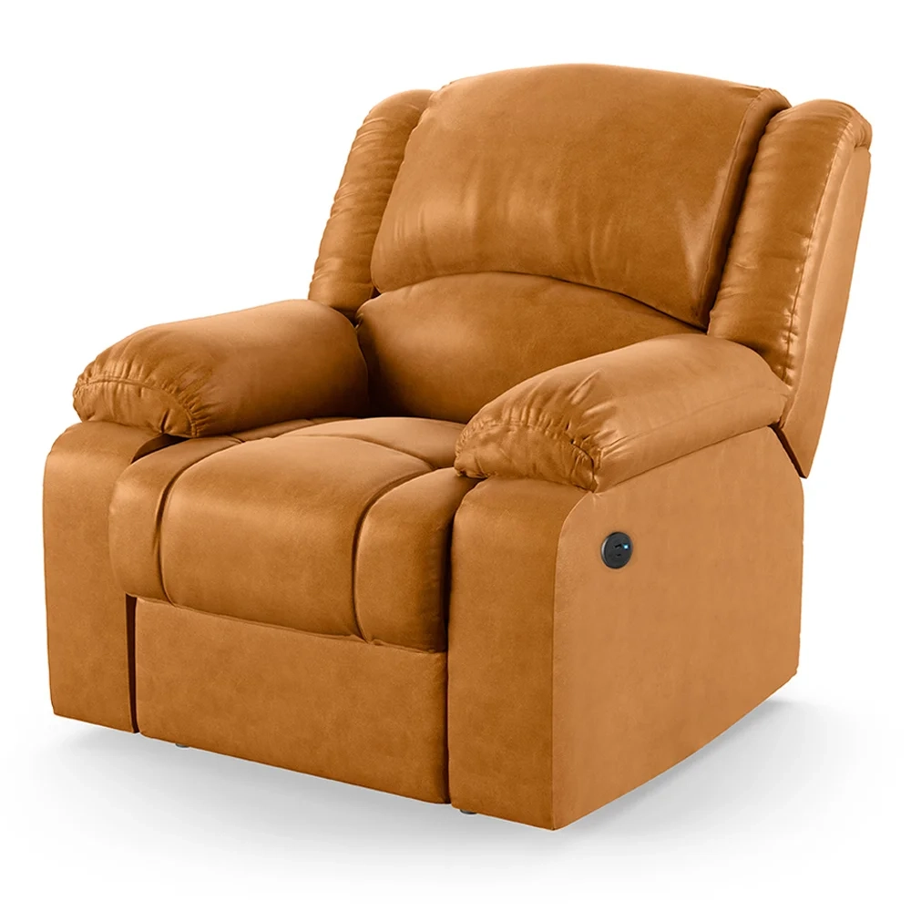 Poltrona do Papai Reclinável Pietra Power Touch Massagem FH9 PU Whisky - Mpozenato