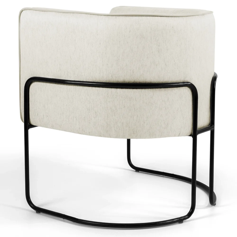 Poltrona Decorativa Base Aço Betina C-107 Linho Bege Claro - Domi