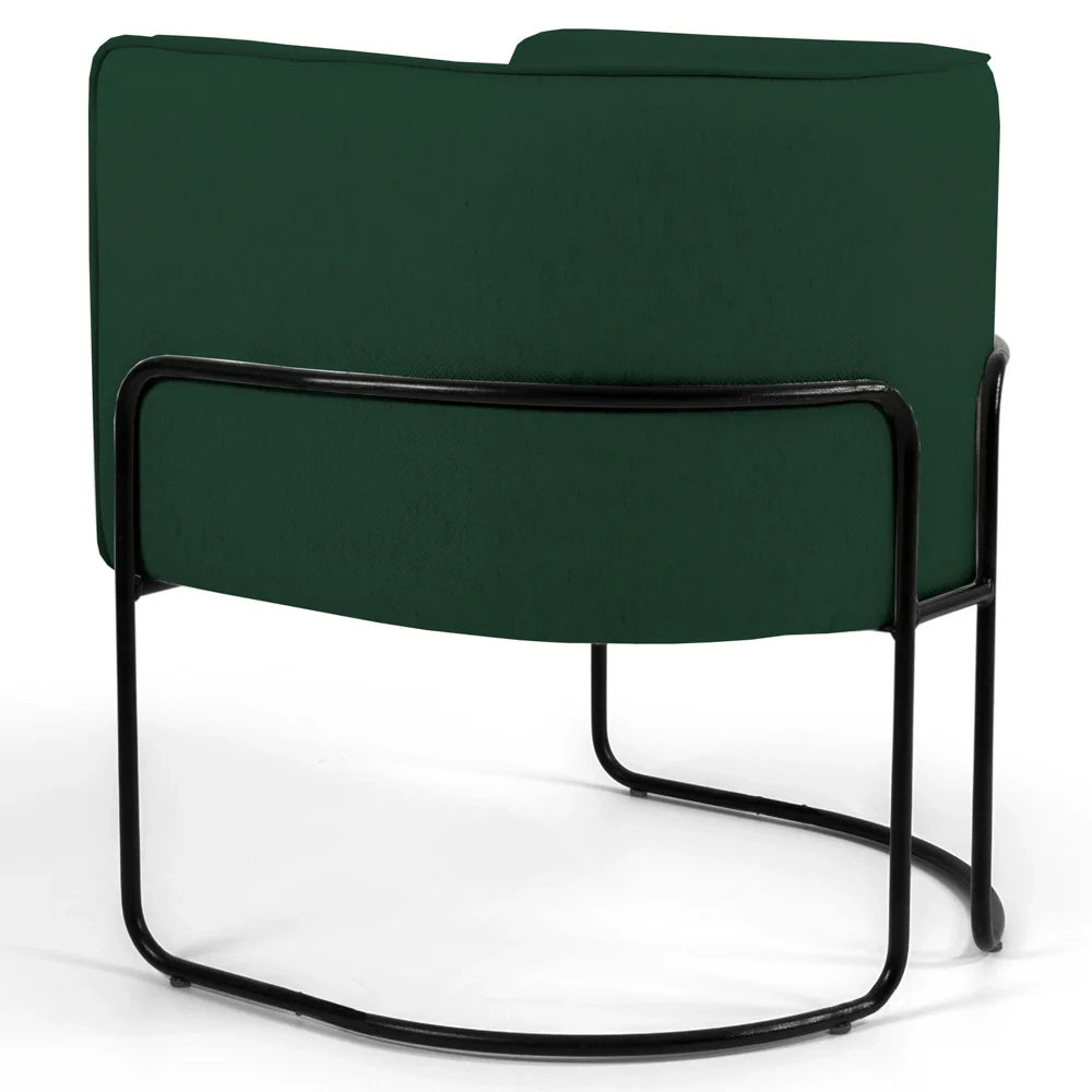 Poltrona Decorativa Base Aço Betina C-117 Linho Verde Musgo - Domi