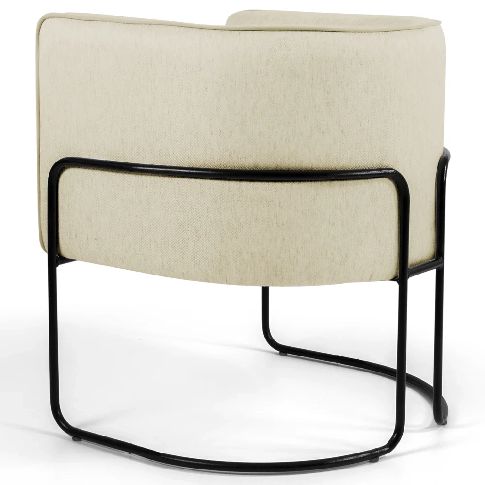 Poltrona Decorativa Base Aço Betina C-129 Linho Bege - Domi