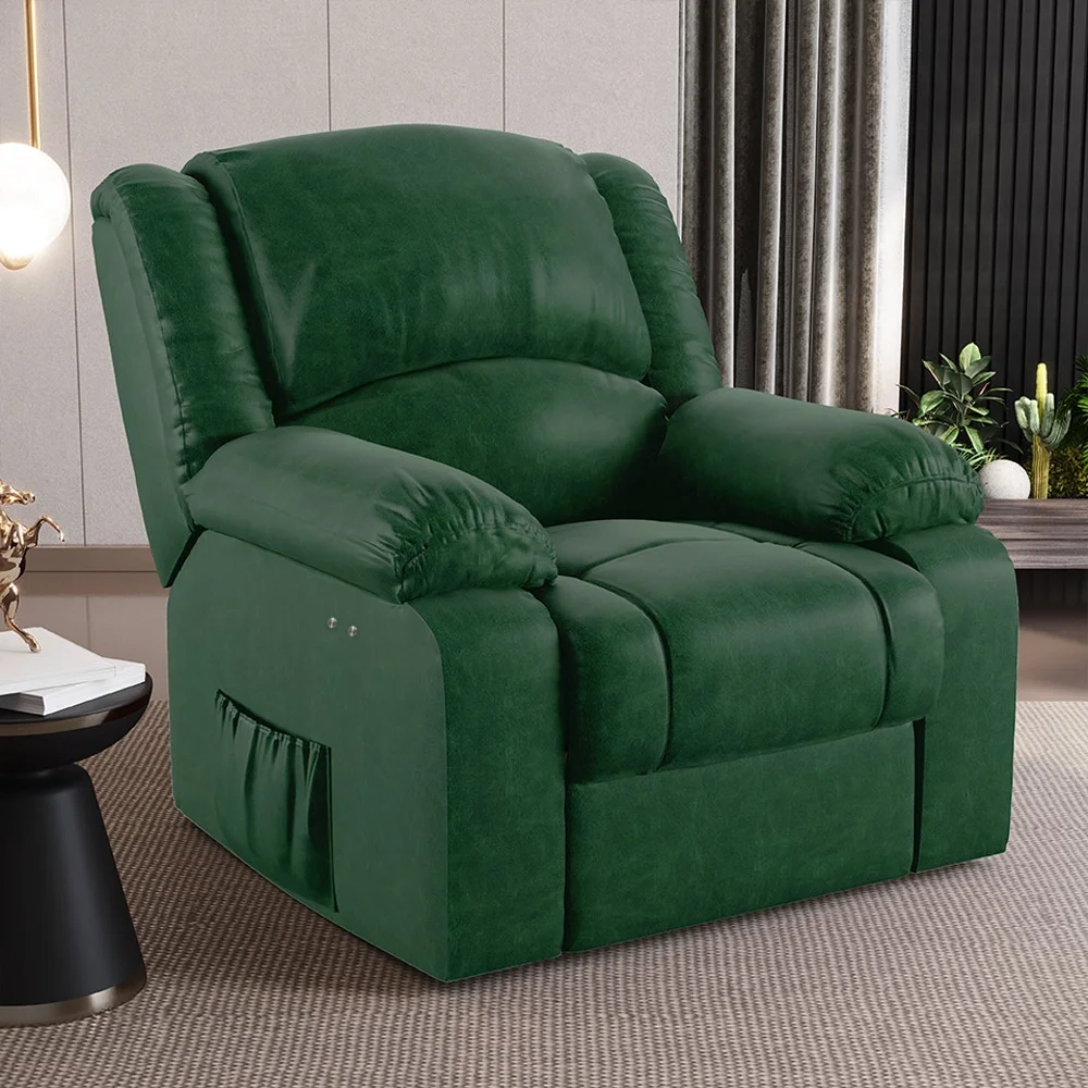 Poltrona do Papai Reclinável Pietra Power Touch Massagem FH9 PU Verde Musgo - Mpozenato