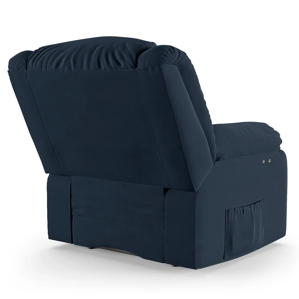 Poltrona do Papai Reclinável Pietra Power Touch Massagem FH9 Veludo Azul - Mpozenato