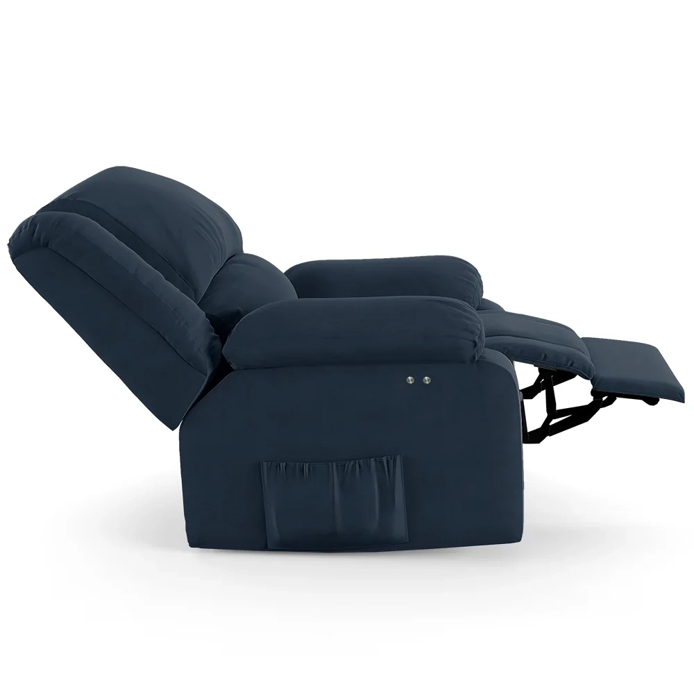 Poltrona do Papai Reclinável Pietra Power Touch Massagem FH9 Veludo Azul - Mpozenato
