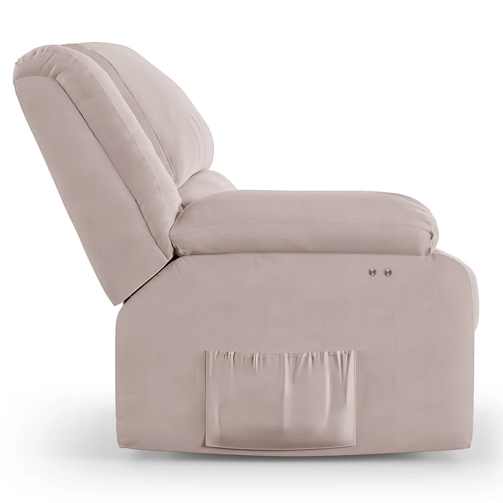 Poltrona do Papai Reclinável Pietra Power Touch Massagem FH9 Veludo Rosê - Mpozenato