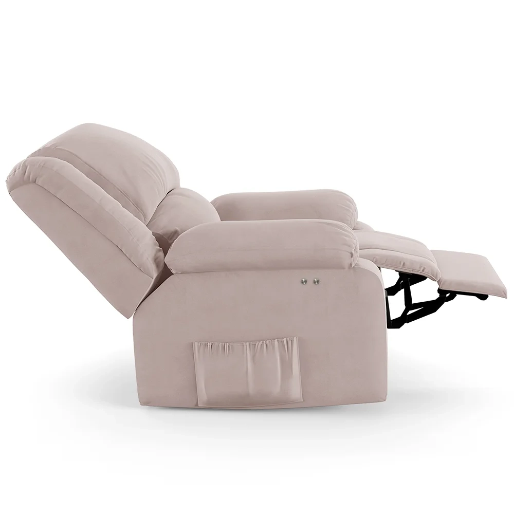Poltrona do Papai Reclinável Pietra Power Touch Massagem FH9 Veludo Rosê - Mpozenato