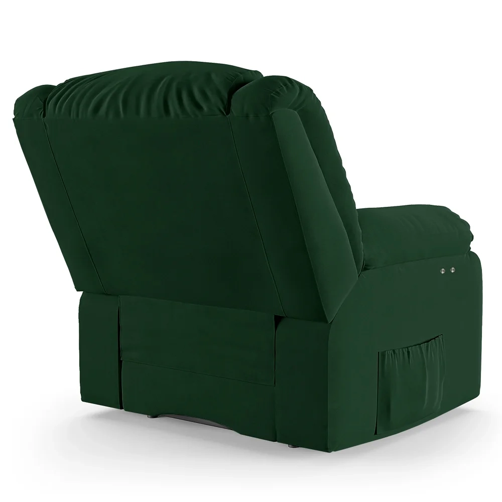 Poltrona do Papai Reclinável Pietra Power Touch Massagem FH9 Veludo Verde - Mpozenato