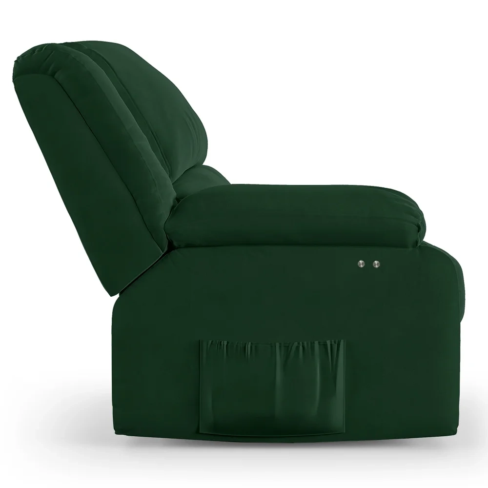 Poltrona do Papai Reclinável Pietra Power Touch Massagem FH9 Veludo Verde - Mpozenato