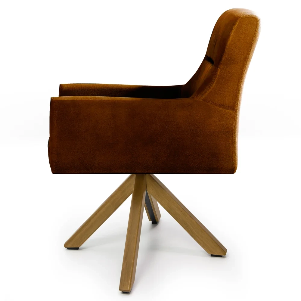 Poltrona Decorativa Giratória Base Giromad Madeira Angel Veludo C-262 Laranja - Domi