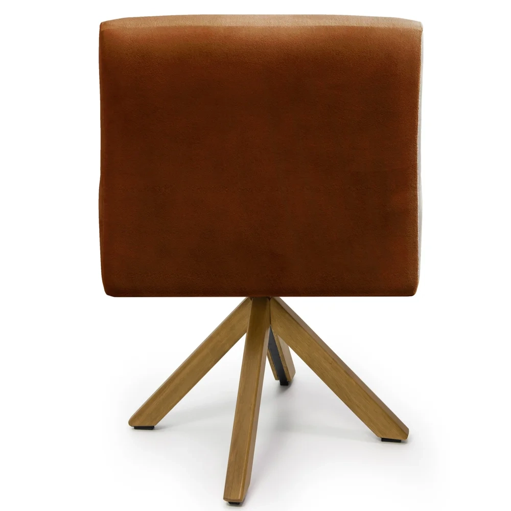 Poltrona Decorativa Giratória Base Giromad Madeira Angel Veludo C-262 Laranja - Domi