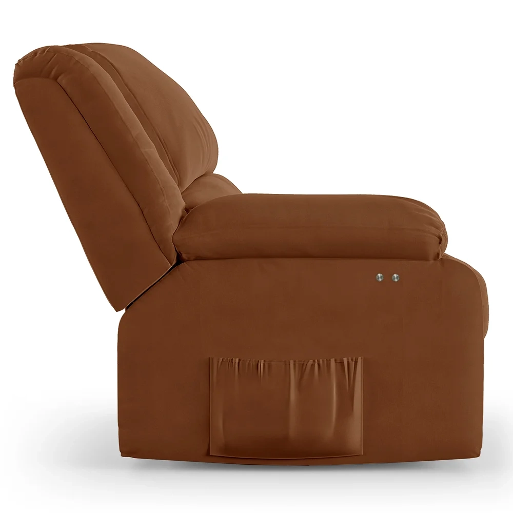 Poltrona do Papai Reclinável Pietra Power Touch Massagem FH9 Veludo Terracota - Mpozenato