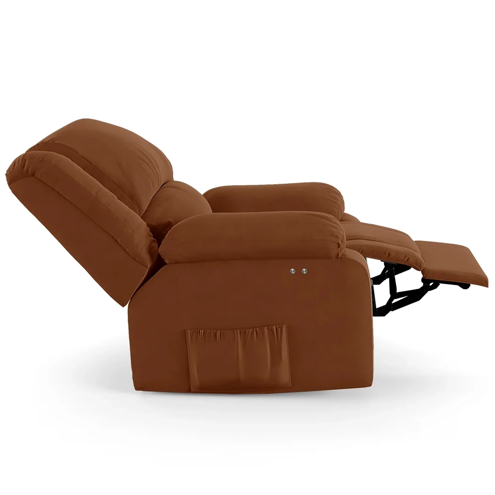 Poltrona do Papai Reclinável Pietra Power Touch Massagem FH9 Veludo Terracota - Mpozenato