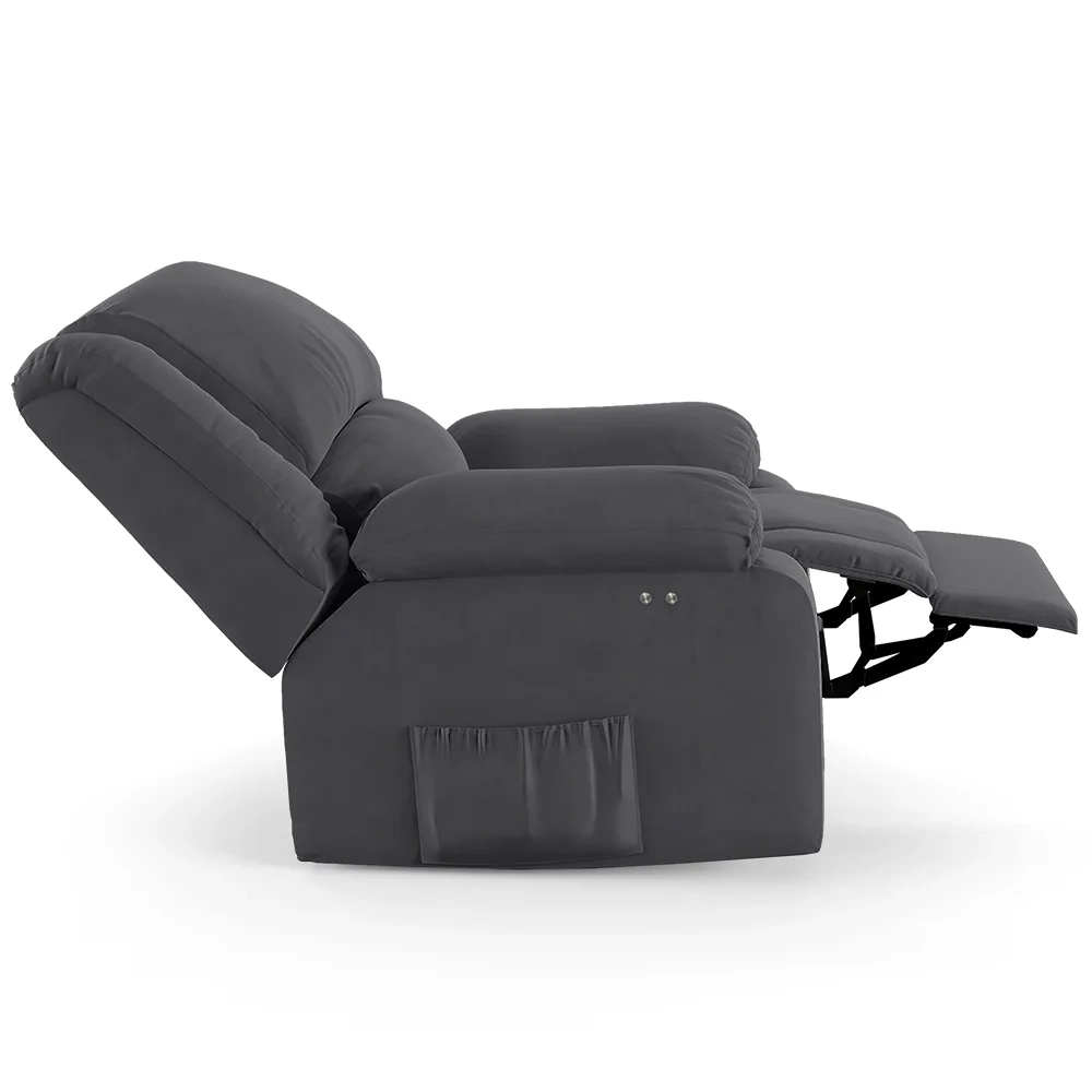 Poltrona do Papai Reclinável Pietra Power Touch Massagem FH9 Veludo Cinza - Mpozenato